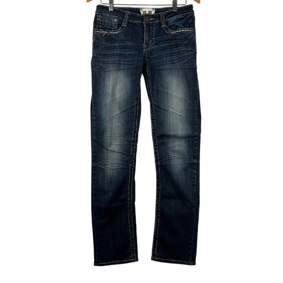 TradeMark H Denim - TradeMark H Embellished Jeans Womens‎ 7/8 29 Dark Wash Denim Straight
